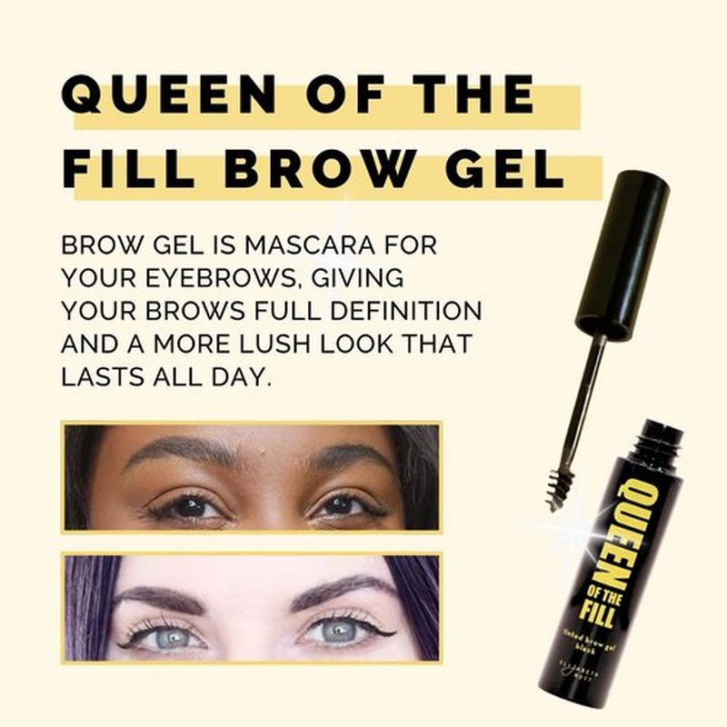 Elizabeth Mott Queen of the Fill Tinted Eyebrow Gel - Water-Resistant Brow Filler & Volumizer - Dark Medium Brown 4g