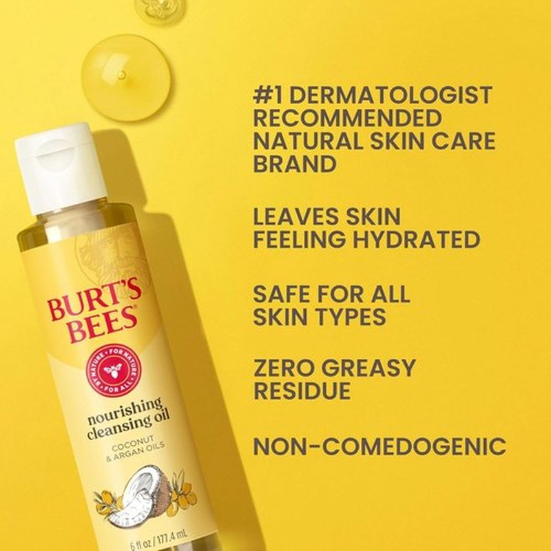 Burt's Bees Nourishing Cleansing Oil - Hydrating Face Oil with Coconut & Argan Oils | 6 fl. oz.