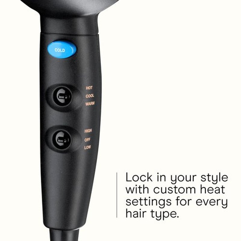 INFINITI PRO CONAIR Travel Hair Dryer - 1600W Compact Blow Dryer with Concentrator | Lightweight & Fast Drying, Black