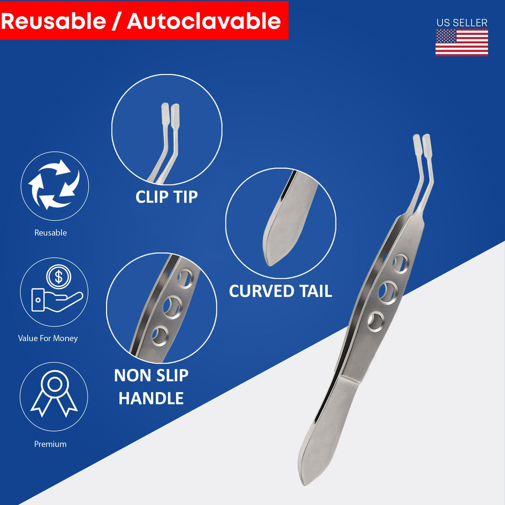 STELLMACHER Meibomian Gland Expressor Stainless Steel | Eyelid Massage Tweezers for Dry Eye Extraction | Chalazion Remover Eye Stye Treatment Cleaning Tool for Men & Women – Rectangle Tip