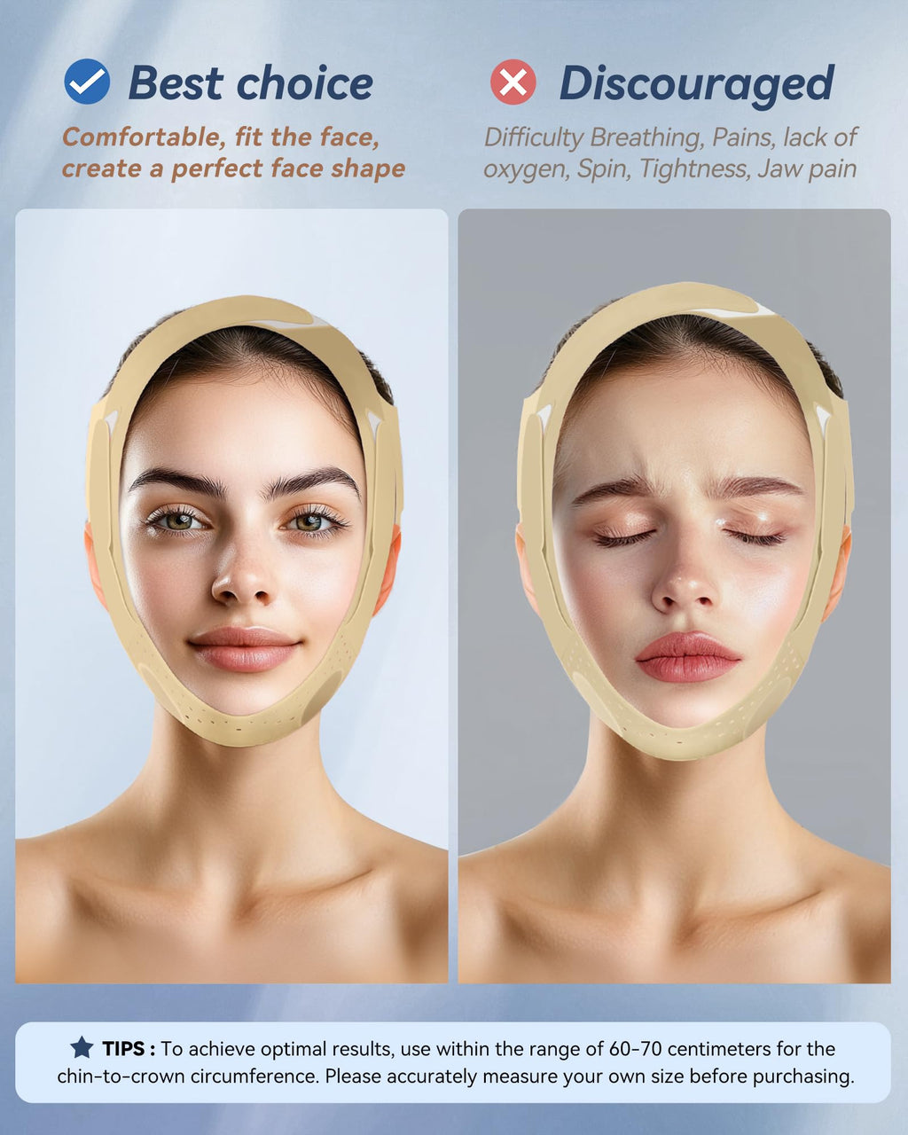 Reusable V Line Silicone Face Strap, Soft Silicone Chin Strap for Women 23-27 Inches (Nude) 01