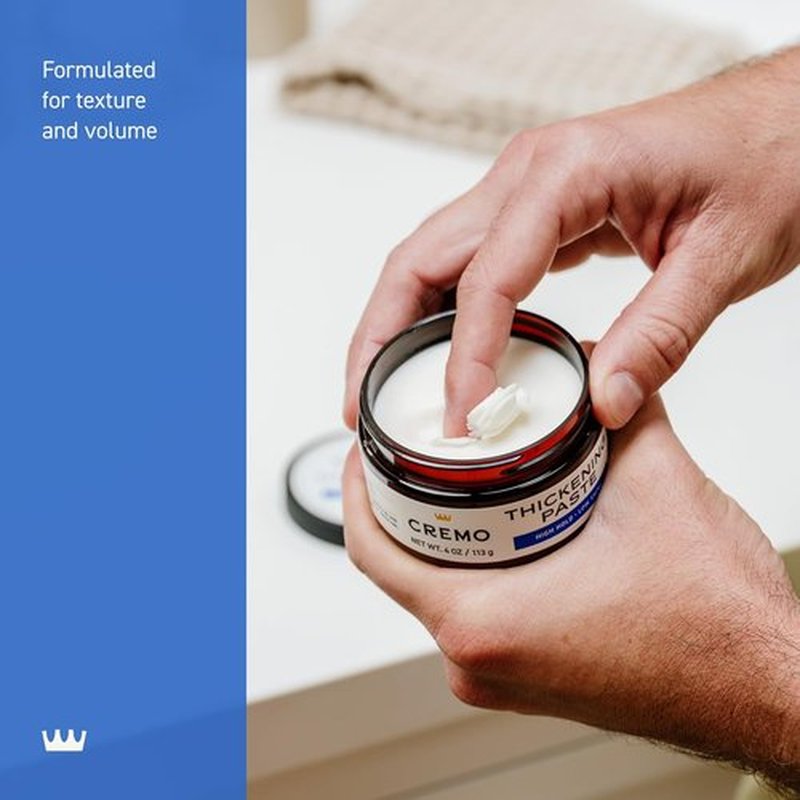 Cremo Hair Thickening Paste for Men - Premium Barber Grade Styling with High Hold & Low Shine | 4 Oz