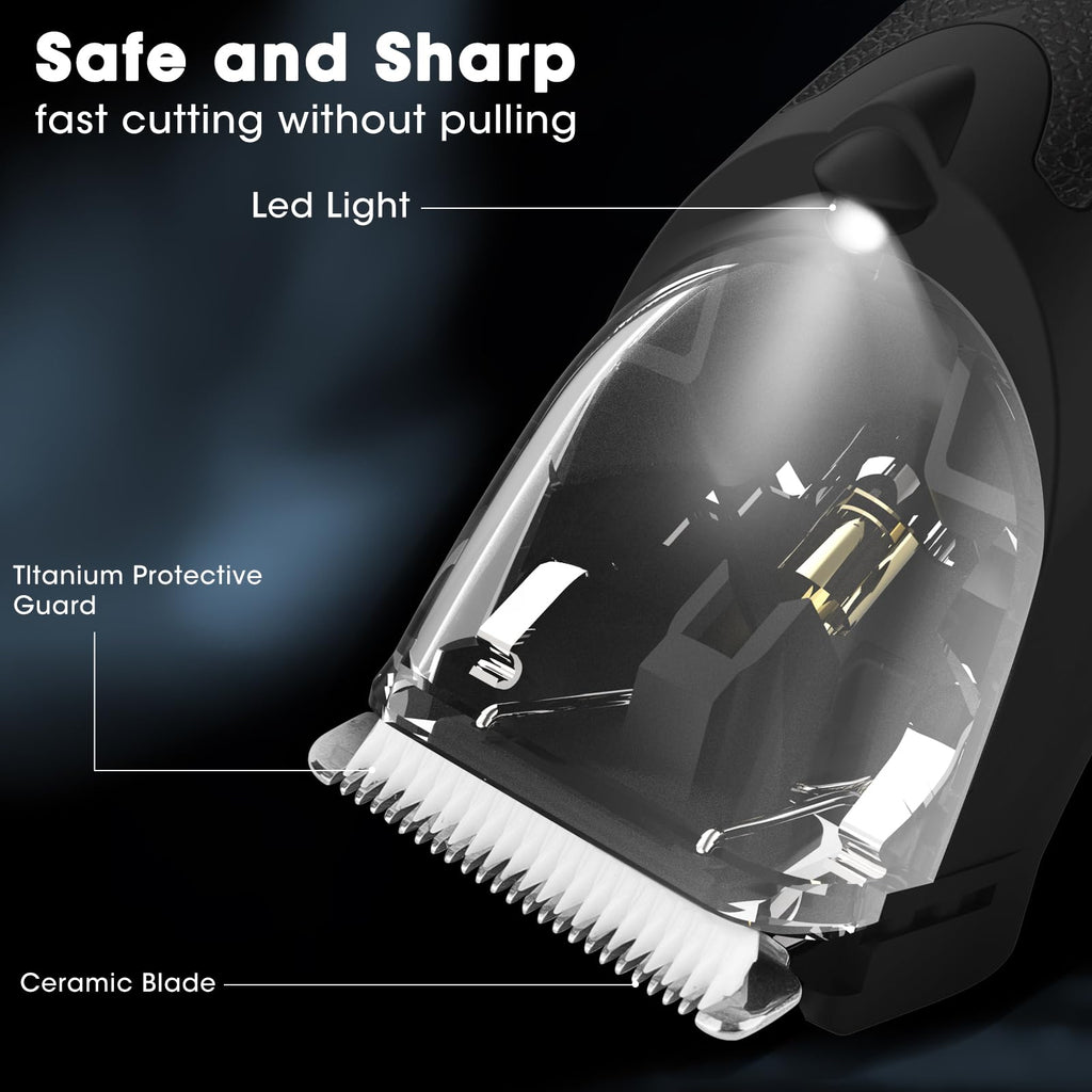 Lanumi 4 in 1 Body Hair Trimmer Set Cordless Groin Intimate Hair Trimmer for Men Rechargeable Beard Trimmer Ear& Nose Trimmer Electric Shaver Groomer, Black