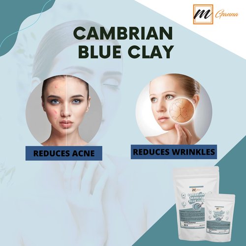 mGanna Cambrian/Serbian Blue Clay 0.5lbs / 227g for Facial Masks, Creams, Body Wraps, Scrubs and Soap Making