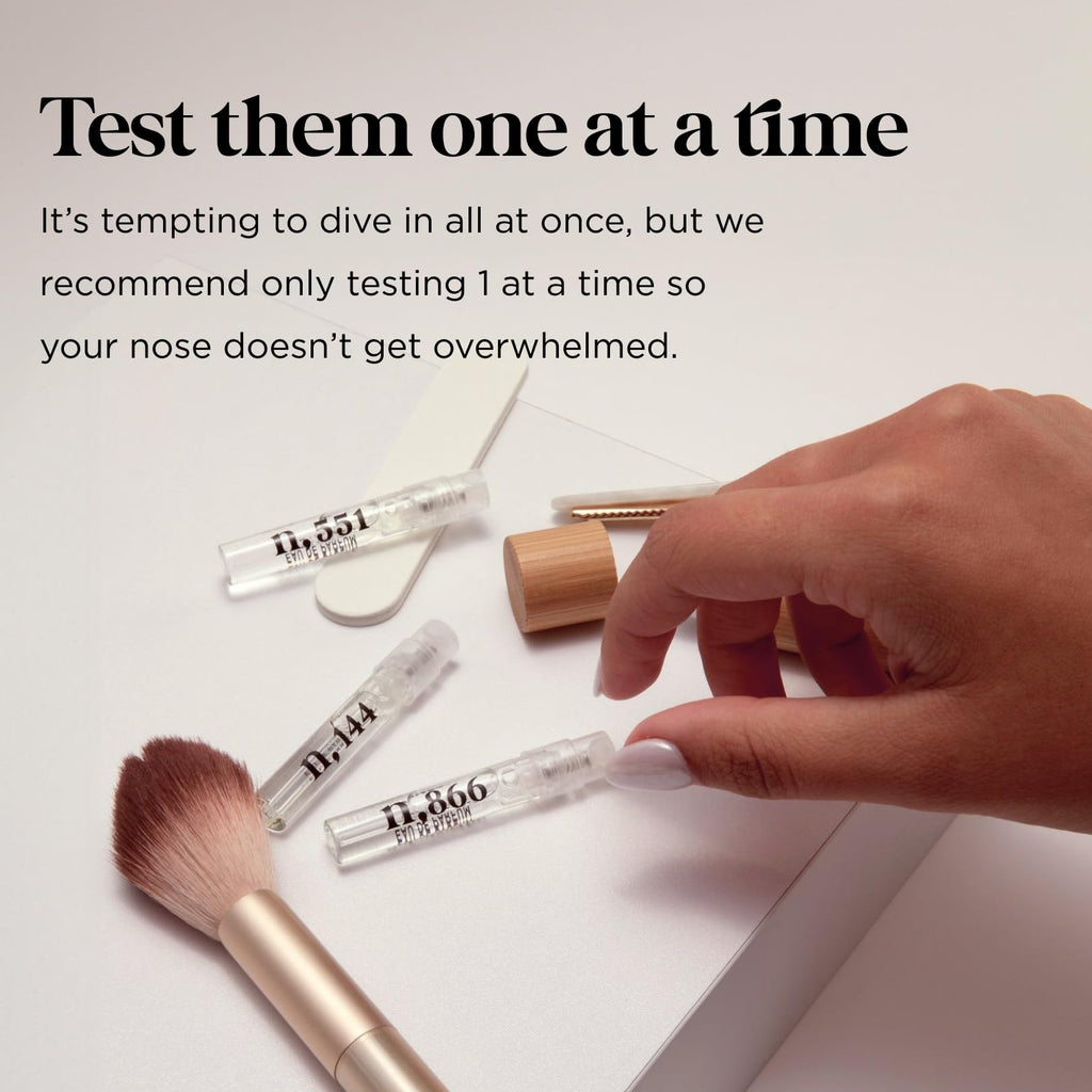 Noteworthy Fragrance Sampler Set | Luxury Perfume Samples | Includes Credit Toward 100ml Purchase | Notes of Vanilla, Sandalwood, Citrus & More | Cruelty-Free, Made in USA (Best Sellers - 8 Samples)