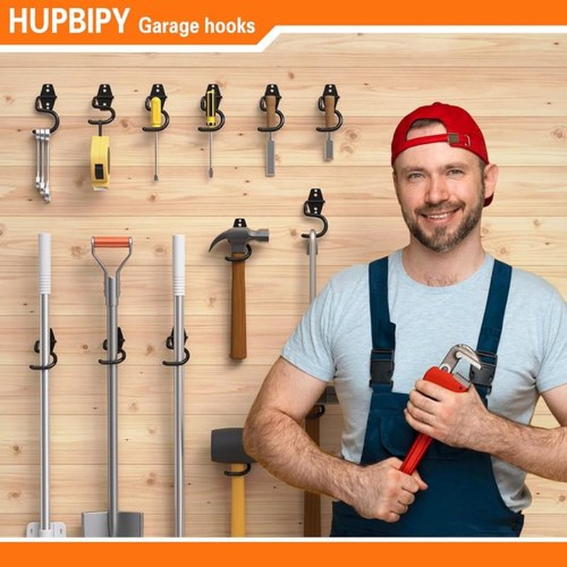 HUPBIPY Heavy-Duty Metal Garage Hooks - 6 Pack S Hooks for Tool Hangers & Storage Solutions