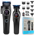 Qreeyx Professional Hair Clippers for Men, 2-in-1 Clipper and Trimmer Set with 7200RPM Motor, Cordless Hair Cutting Kit with LED Display, Adjustable Length Beard Trimmer for Barbers or Home, Mens Gift