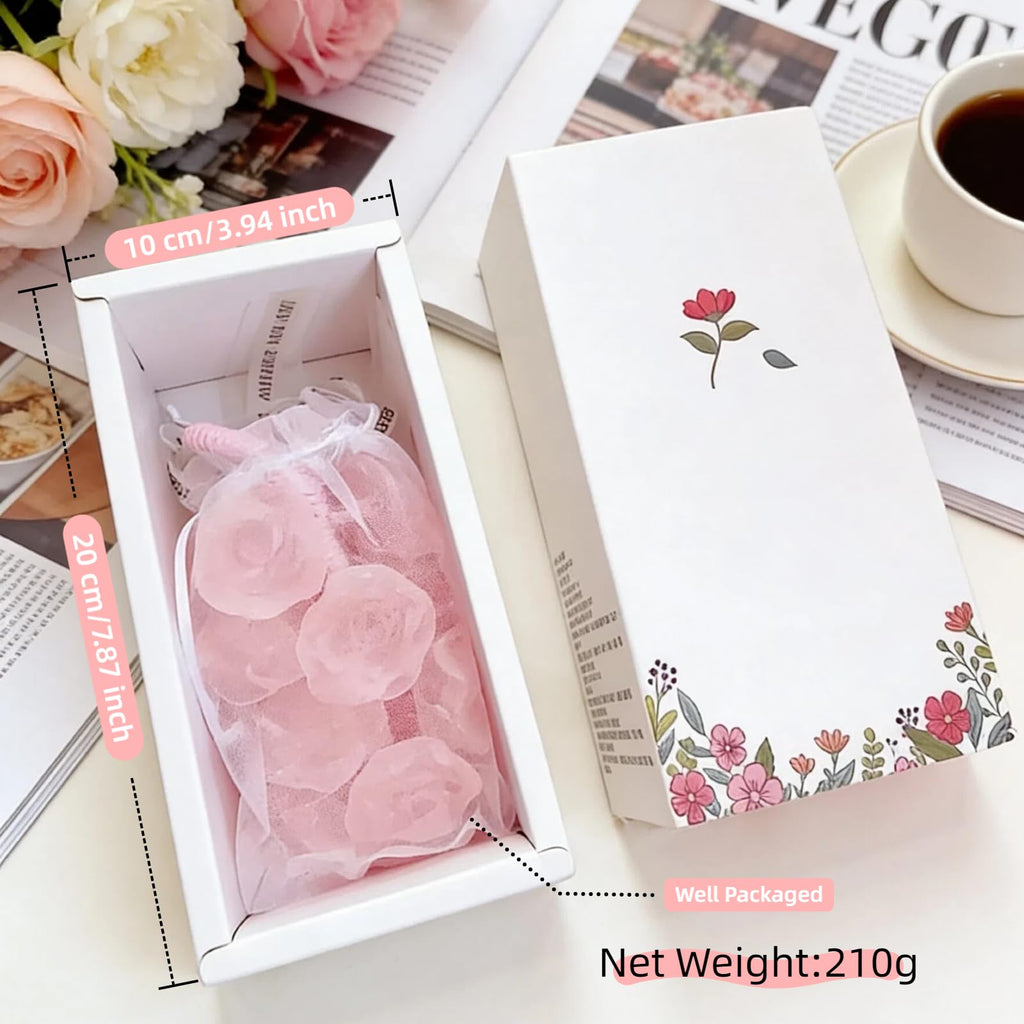 VONMAOGU Handmade Rose Soap on a Rope, Crystal Rose Soap Bouquet for Bath, Decorative Soap Bars for Washing Hands and Fresh Air, Valentine's Day Party Favors Gifts for Women Romantic Home Decor