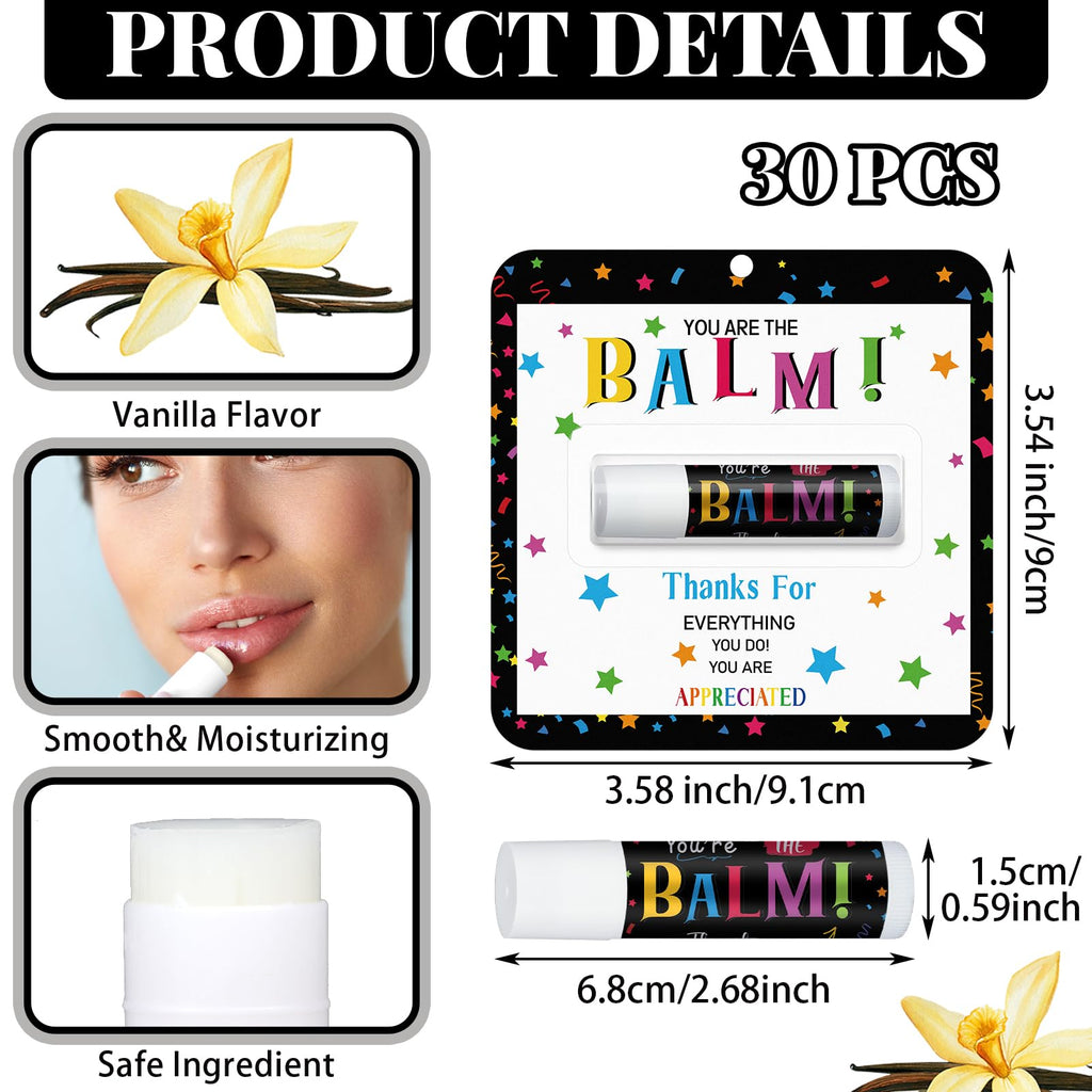 Sacubee 5 Pack Back to School Employee Teacher Appreciation Gifts Bulk Lip Balm Teacher Employee Staff Team Thank You Gifts You're the Balm Volunteer Appreciation Party Favor for Women Men Coworker