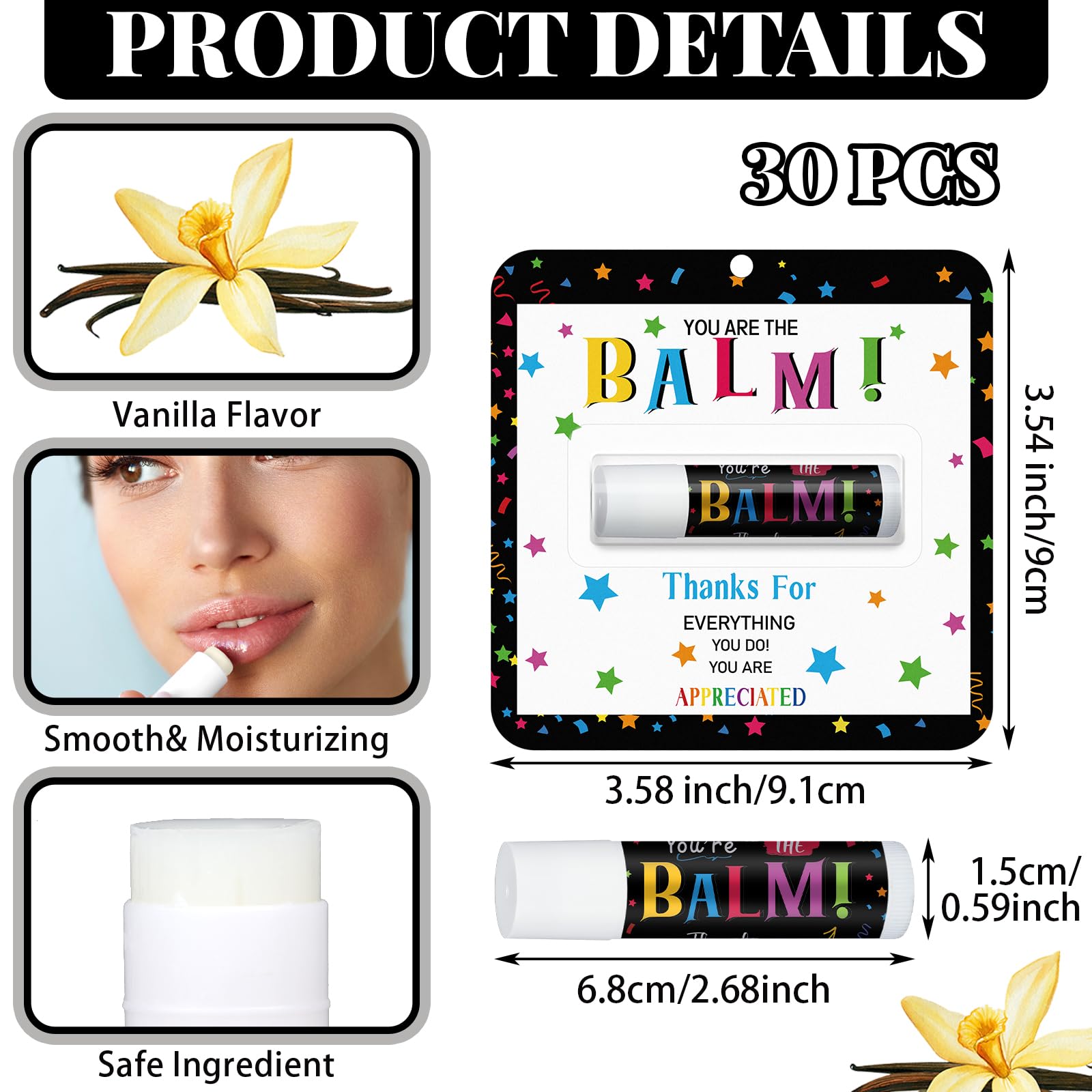 Sacubee 5 Pack Back to School Employee Teacher Appreciation Gifts Bulk Lip Balm Teacher Employee Staff Team Thank You Gifts You're the Balm Volunteer Appreciation Party Favor for Women Men Coworker