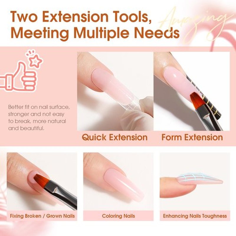 ROSALIND Poly Nail Gel Kit with Drill -14 Colors + 75 Nail Art Accessories Kit Nude Pink Series Poly Gel with Big Uv Light 48W and Electric Nail Drill Poly Nail Gel Starter Kit with Everything Gift