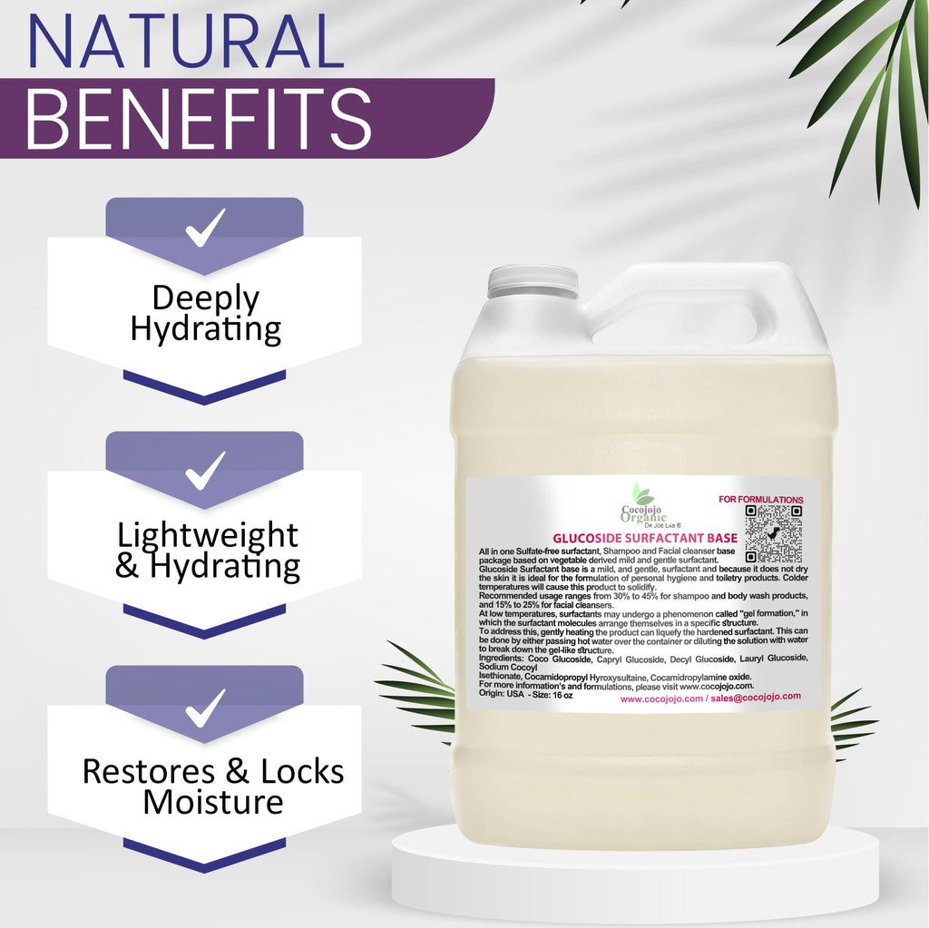 Glucoside Surfactant Base - Plant Derived All in One Natural Gentle Mild Rich Foaming Cleanser - Lauryl Decyl Coco Capryl Caprylyl Cosmetic Liquid Hand Soap Body Wash - 1 Gallon (Pack of 1)