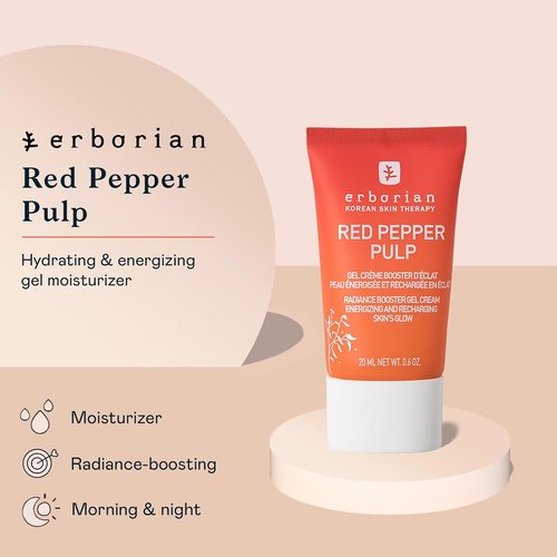 Erborian Red Pepper Pulp Hydrating Gel - Energizing Facial Moisturizer for Bright, Refreshed Skin - Korean Skin Therapy