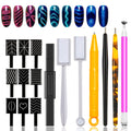 XEAOHESY 16 Pcs Nail Magnet Tool Set Magnet Plate Wand Board Magnetic Pen Stripe Nail Magnet Double Ended Magnet Wand Magnet Stick for Cat Eye Gel Polish Nail Art