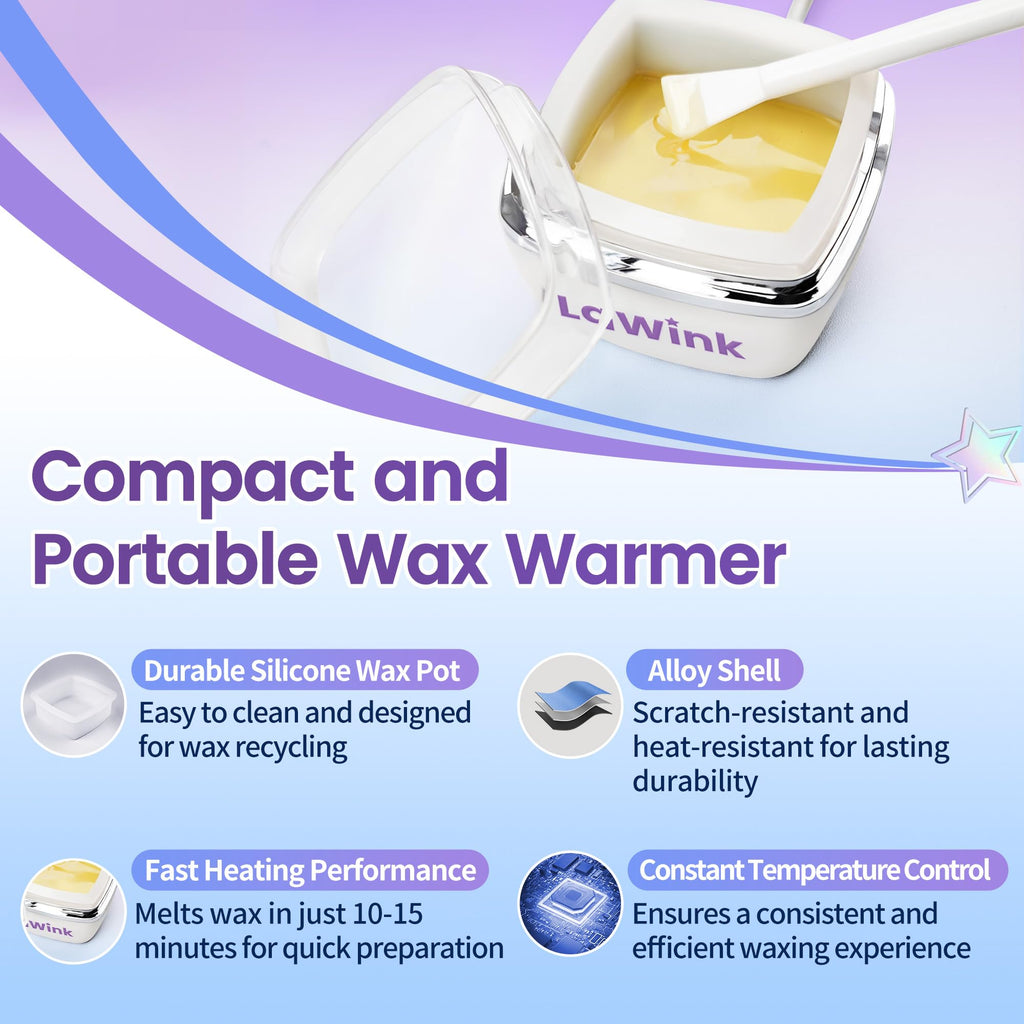 LaWink Nose Wax Kit Men,Portable Ear Nose Hair Waxing Kit, with 100g Wax, Mini Waxing Warmer Travel Waxing Warmer for Hair Removal, Silicone Pots, Usb Rapid Heating, Painless