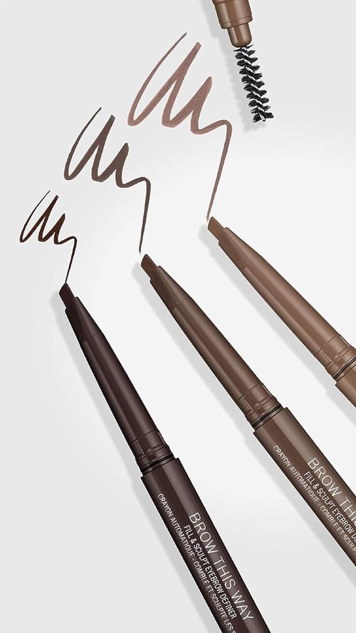 Rimmel Brow This Way Eyebrow Definer - Double-Ended Pencil for Sculpting & Defining, 003 Dark Brown, Vegan Formula, 0.01 oz