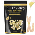 Hard Wax Beads for Sensitive Skin Hair Removal, 1.1LB Painless Pearl Waxing Beans with 20 Spatulas for Bikini, Eyebrow, and Facial At-Home Waxing for Women and Men (Cream)