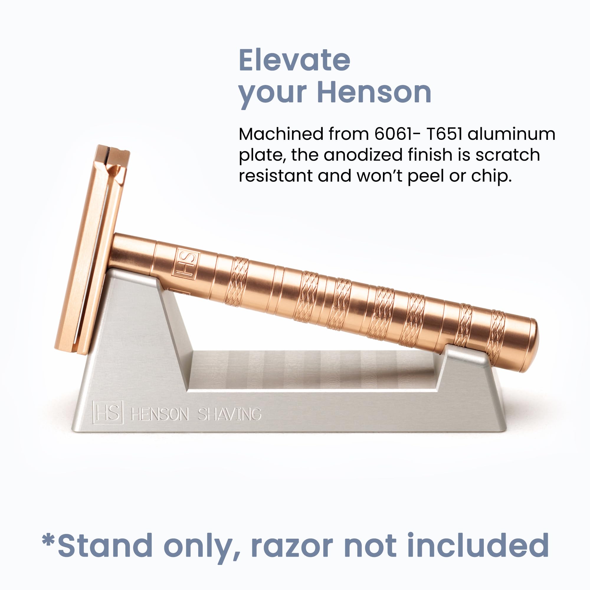 Henson Shaving Machined Aluminum Safety Razor Stand Weighted Non-Slip Base Holder for Optimal Drying Angle - Countertop Storage for Henson Razors