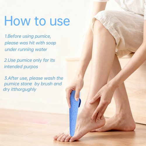 LIGOFLORA Glass Pumice Stone for Feet Callus Remover, 4-in-1 Foot Scrubber Kit with Dual-Sided Large Pumice Stones, Cone Foot Exfoliator and Nail Cleaning Brush, Blue & White