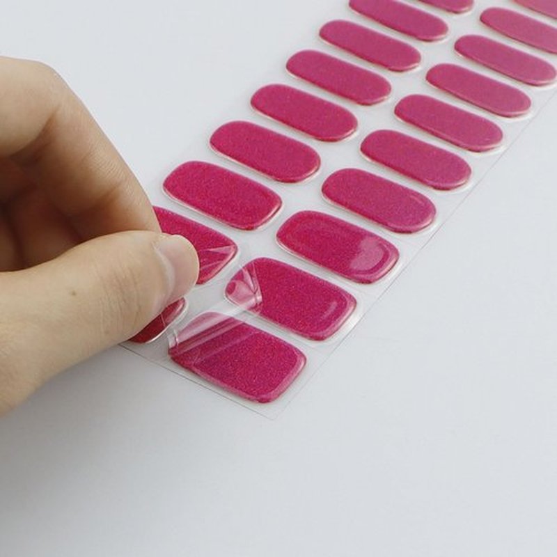 JMEOWIO Gel Nail Stickers Red Glitter Semi Cured Gel Nail Strips Wraps UV/LED Nails Art Design Decoration Accessories