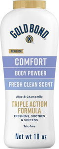 Gold Bond Comfort Body Powder - Talc-Free Formula with Aloe & Chamomile | 10 oz, Fresh Clean Scent