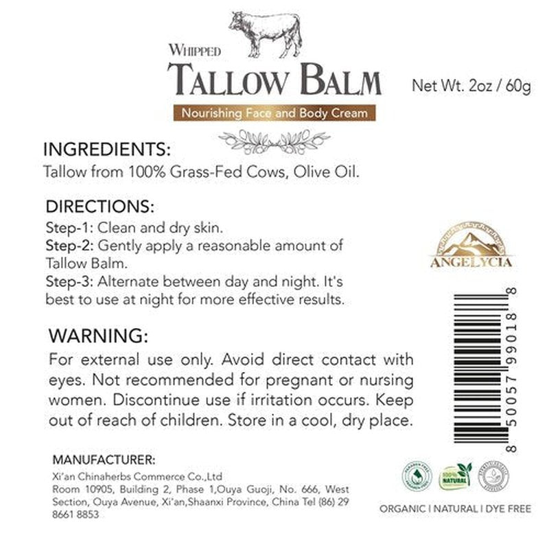 ANGELYCIA Beef Tallow for Skin | 100% Grass Fed Handmade Tallow Face Moisturizer | Face & Body | Whipped Moisturizer | 100% Natural Tallow Balm | No Parabens | Sensitive & Dry Skin, Eczema, Psoriasis
