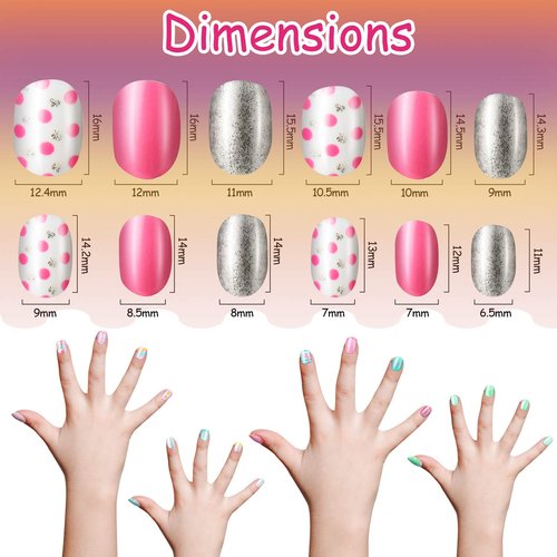 120 Pieces Kids Press on Nails Children Fake Artificial Nails Girls Full Cover Short False Christmas Fingernails for Girls Kids Design Decoration(Lovely Pattern)