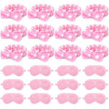24 Pieces Sleepover Party Favors Spa Headband Sleep Eye Mask Bulk Pink Headband for Washing Face Bow Makeup Eye Mask for Spa Birthday, Bachelorette Party, Slumber Wedding
