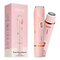 MAVIÉ Dual Head Bikini Trimmer for Women, Electric Razor for Face & Body, Painless Hair Removal Tool, Precision & Body Shaving Heads, Cordless Rechargeable, Portable Grooming Device (Pink)