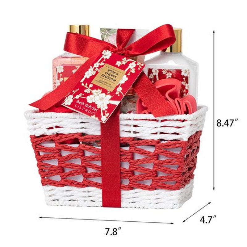 Mothers Day Gifts for Women - 9 Pcs Rose Bath and Body Gift Basket Set, Spa Gift Set with Shower Gel | Pampering Gift for Christmas, Birthday, Valentines Day Gifts for Women, Gift Sets for Her