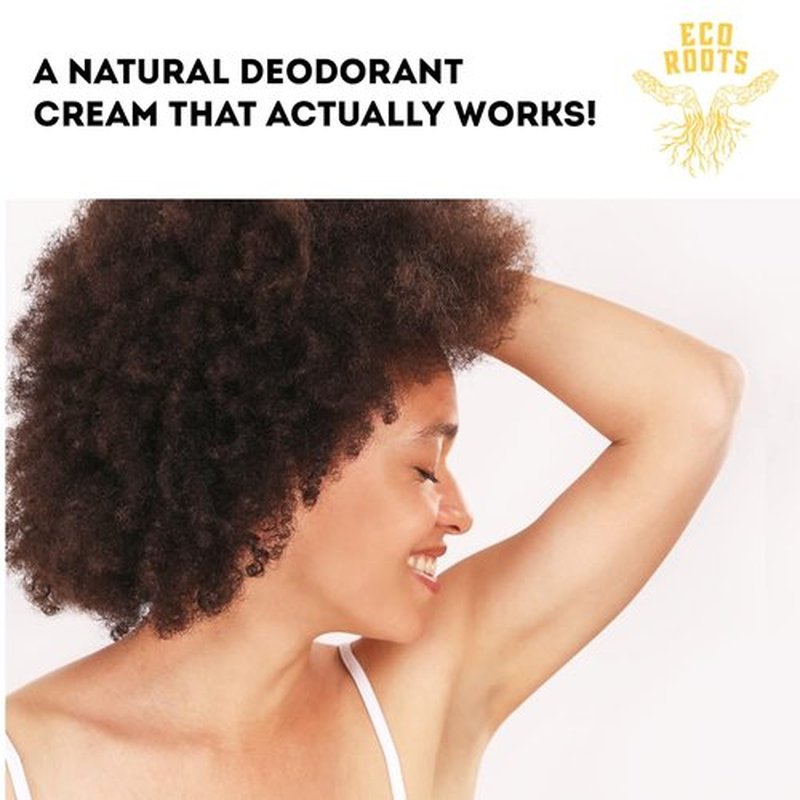ECO ROOTS Natural Deodorant Cream - Organic, Non-Aluminum Formula | Vegan & Baking Soda Free | Rose Geranium Scent