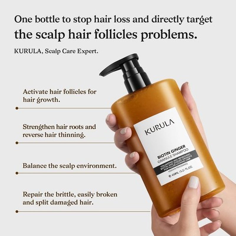 Biotin Ginger Volumizing Shampoo - Lightweight Cleansing for Oily Scalp & Fine Hair, Daily Use
