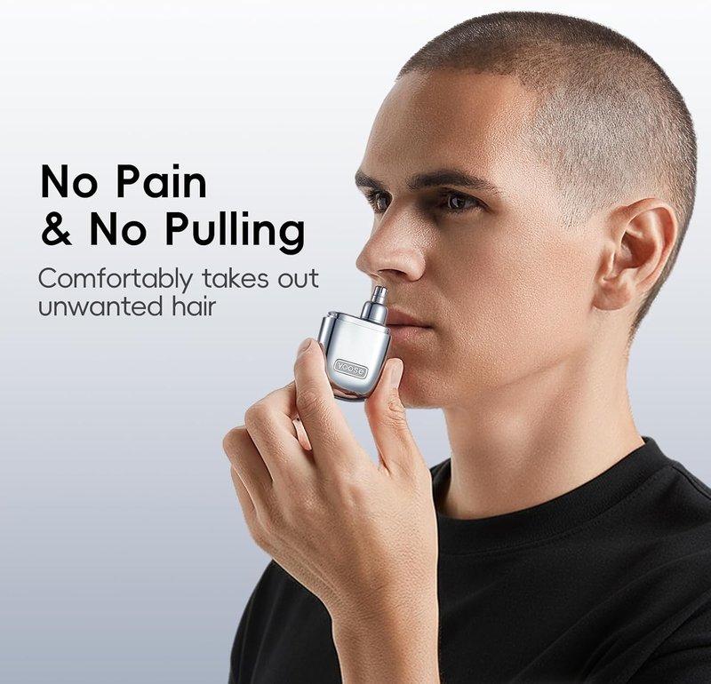 Yoose Nose Hair Trimmer - Rechargeable & Waterproof | Painless, Portable Design for Men & Women, Silver