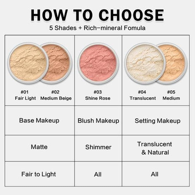 IONSGAKO Mineral Powder Foundation - Lightweight, Buildable Coverage for Natural Makeup | 0.35 oz (01 Fair Light)
