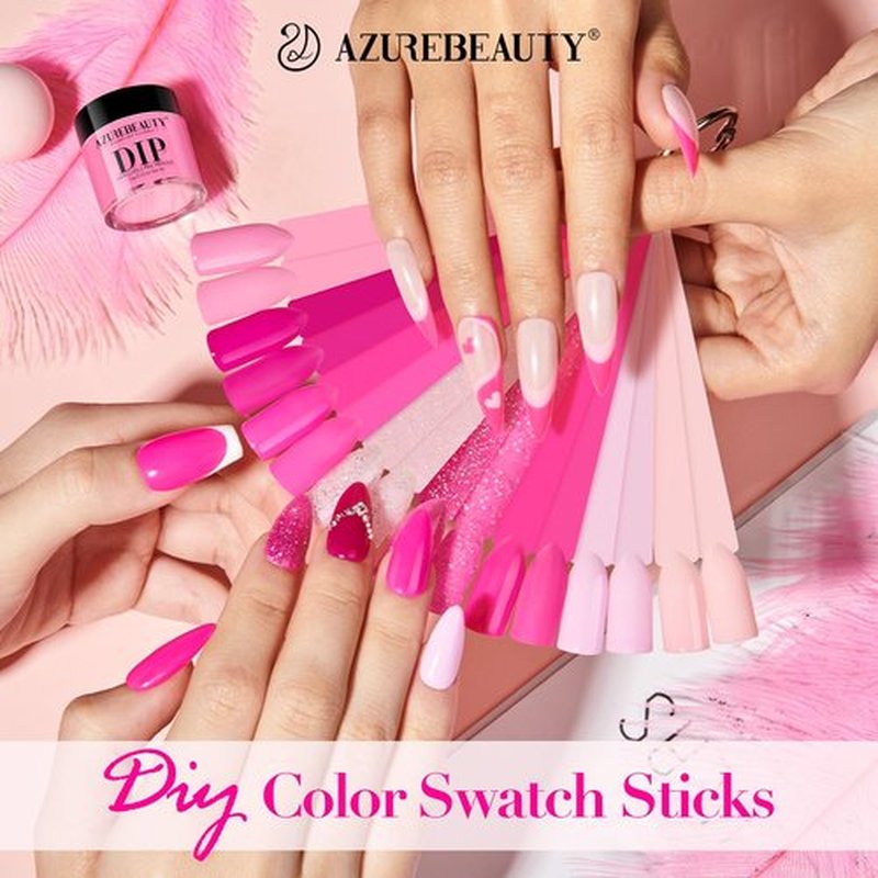 AZUREBEAUTY Dip Powder Nail Starter Kit with Matte Coat, 8 Hot Pink Glitter Neon Summer Color, Dipping Powder Liquid Set with Base/Top Coat/ Activator/10 Nail Sticks Salon at Home Valentine's Day Gift