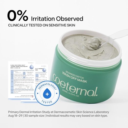 Skiennix Seaweed Detox Wash Off Mask - Cooling Korean Clay Mask for Deep Cleansing & Pore Minimizing | 200ml
