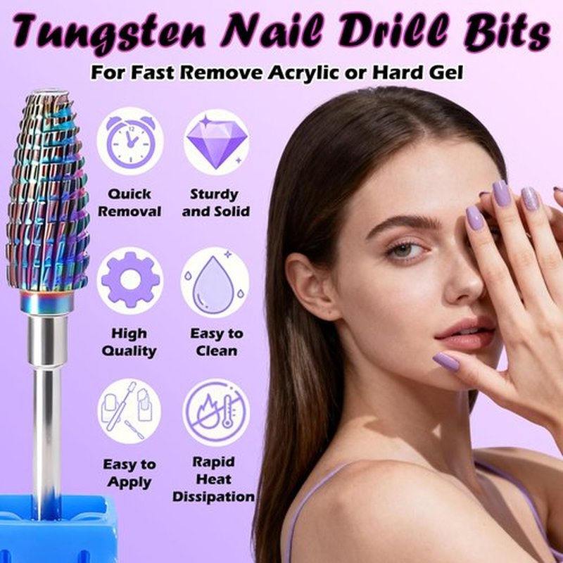 FANTEXY 3/32" Nail Drill Bits, Carbide Drill Bits Nail Tech for Fast Remove Acrylic or Hard Gel, Drills Bit for Nails Art Tools, Drills Bit for Nails Tech Manicure Polishing Home Salon (Medium - M)