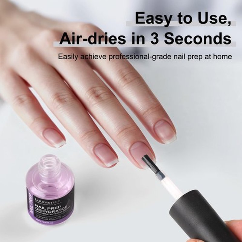 LOUINSTIC Acid-Free Nail Dehydrator 15ml – Fast Air-Dry Nail Prep for Acrylic, UV Gel & Gel Polish. Hema-Free Dehydrator Base Coat, No Burn, Low-Odor. Salon & DIY Use