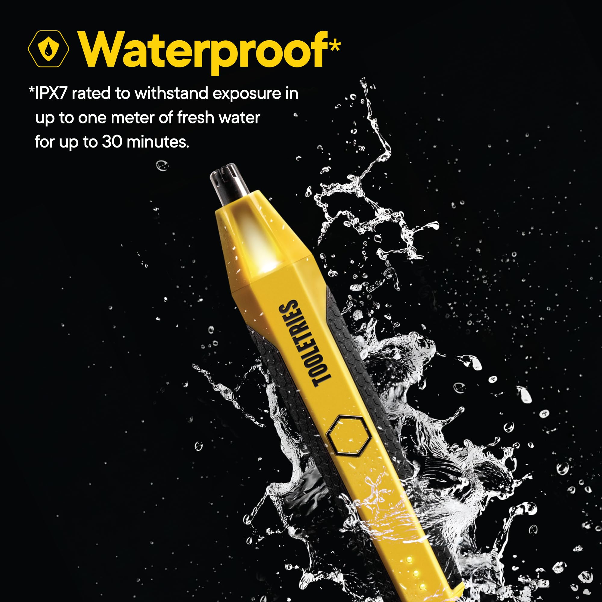 TOOLETRIES The Ranger Electric Nose & Ear Hair Trimmer for Men, Rechargeable Waterproof Trimmer, Stainless Steel Dual-Edge Blades, LED Precision Spotlight, Wet & Dry Grooming, Travel Lock - Yellow