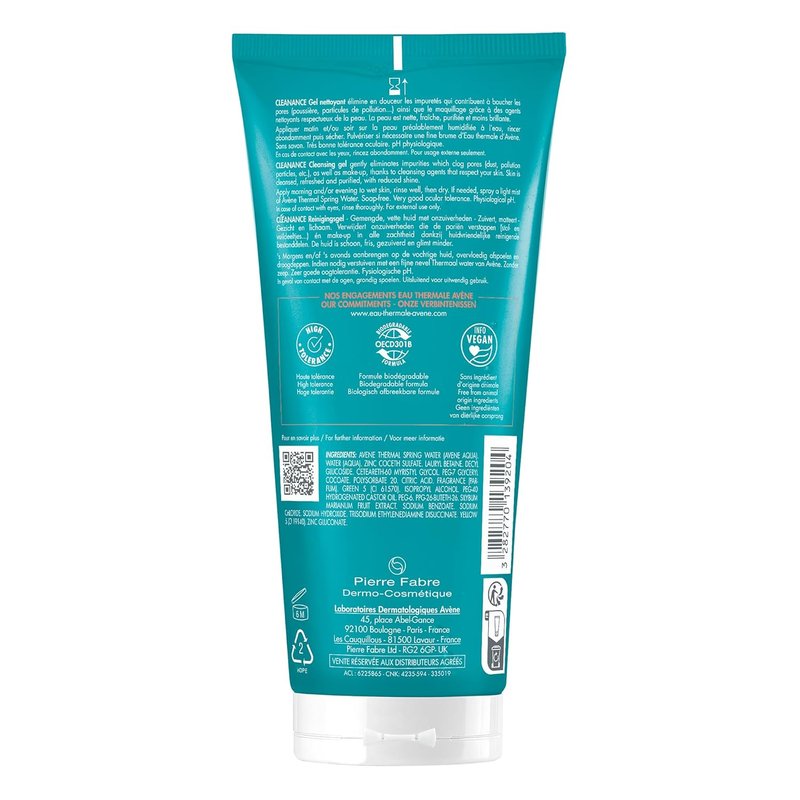 Avène Cleanance Cleansing Gel - Soap-Free Acne Cleanser for Oily Skin | Face & Body, Alcohol-Free