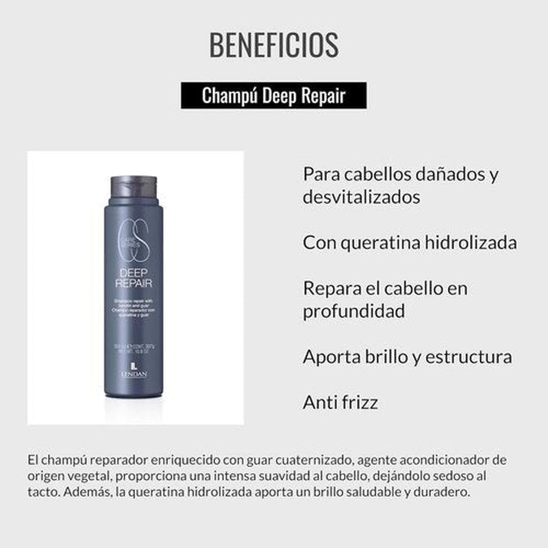 LENDAN Repairing Shampoo - Deep Repair for Damaged Hair - 300 ml with Hydrolyzed Keratin - Adds Shine & Structure