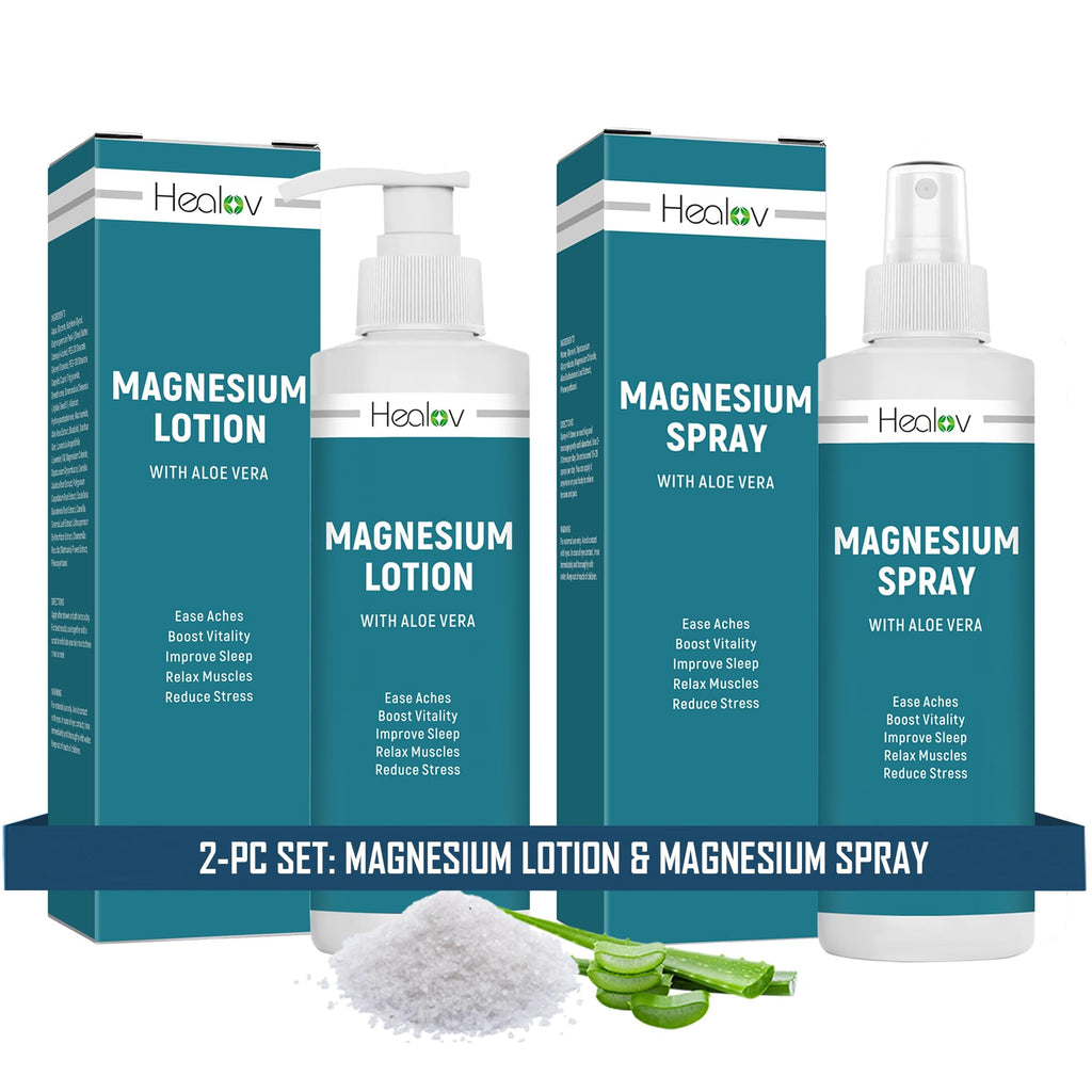 Magnesium Oil Spray + Magnesium Lotion Set – Pure Soothing Relief & Relaxation for Better Sleep, Muscle Health, Leg & Joint Care – Natural Magnesium Body Spray & Magnesium Cream for Feet, Non-Greasy