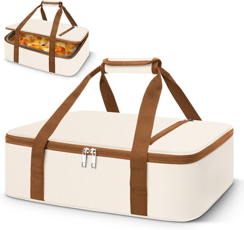 Coobiiya Insulated Casserole Carrier - Thermal Lunch Bag Keeps Food Hot or Cold | Fits 9" x 13" Baking Dish