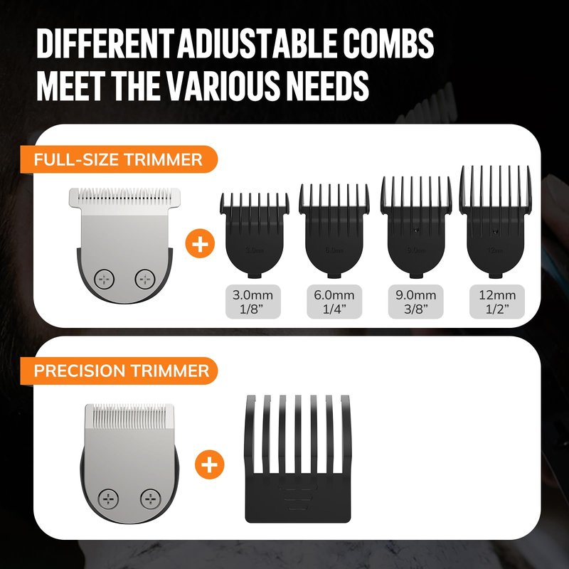 Ynasen Beard Trimmer for Men Hair Clippers - 6 in 1 Professional Grooming Kit Cordless Hair Clipper Trimmers Set Waterproof,Electric Shaver Razor for Face Nose Body Mustache