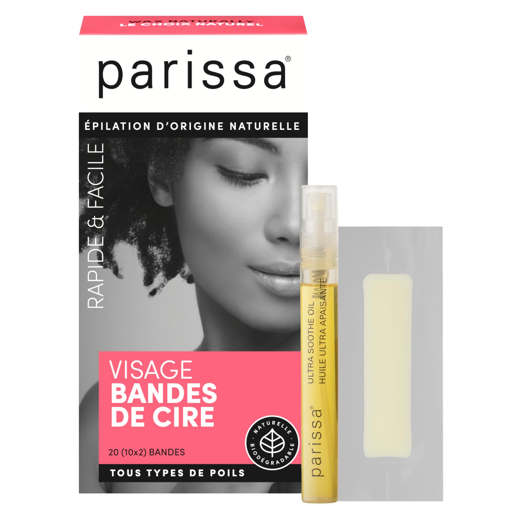 Parissa Face & Lip Wax Strips — Facial Hair Removal for Upper Lip, Chin & Jawline | Gentle for Sensitive Skin | Ready-to-Use, No Heat | 20 Strips (10 x 2)