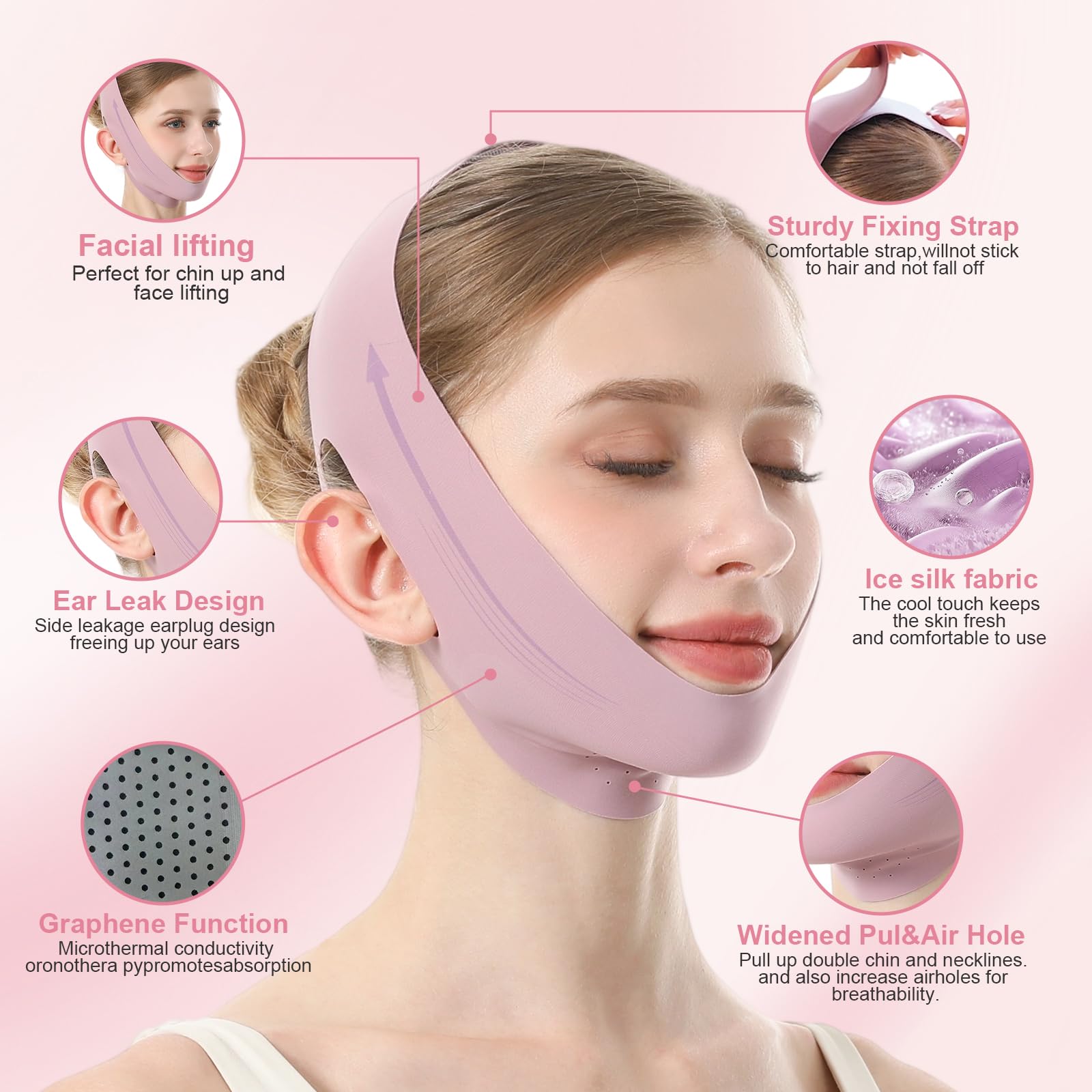 V Line Face Slimming Mask for Sleeping, Double Chin Reducer Jawline Shaper for Women, Medium