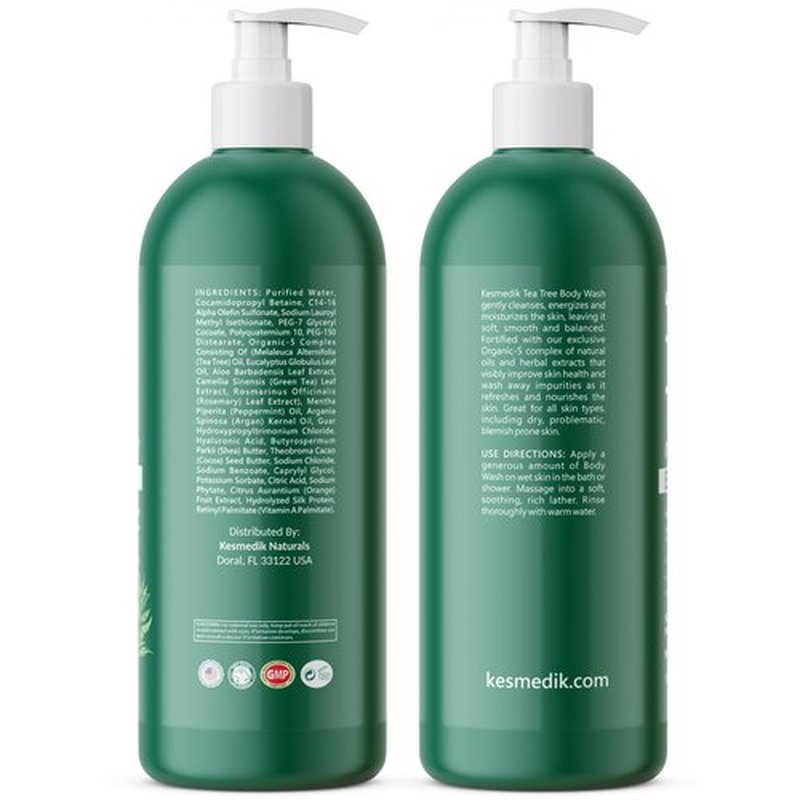 KESMEDIK Tea Tree Body Wash MaxTherapy, Itchy Skin Relief Soap, Soothes Jock Itch, Athlete's Foot, Acne, Eczema, Psoriasis & Sensitive Skin, Intimate Wash, Men & Women, 2-Pack, Original Edition