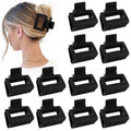 Sisiaipu 2 Inch Medium Hair Claw Clips 12 Pcs Square Hair Claw Clips for Thin Hair Matte Nonslip Acrylic Banana Jaw Clips Bulk Hair Accessories for women and Girls (Black)