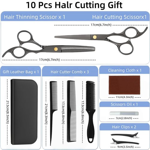 Hair Cutting Scissors Shears Kits, Professional Haircut Scissors Set with Thinning Shears, Stainless Steel Barber Scissors for Men, Women Kids Salon