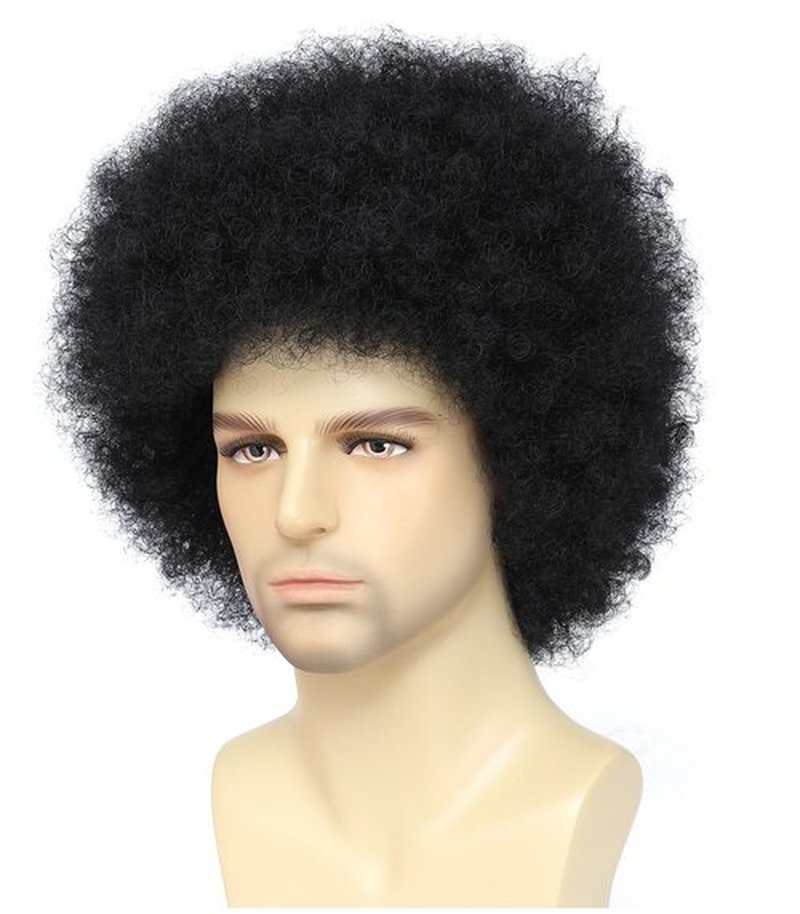 Cariniss 70s Disco Afro Wig - Unisex Large Curly Wig, Perfect for Halloween, Cosplay, Retro Parties, Disco and Bob Ross Costumes (Black)